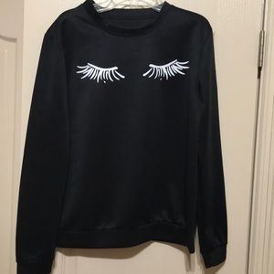 Black Long Sleeve Eyelash Pullover
